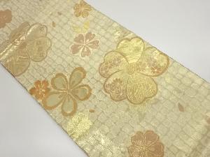 桜に古典柄模様織出し袋帯